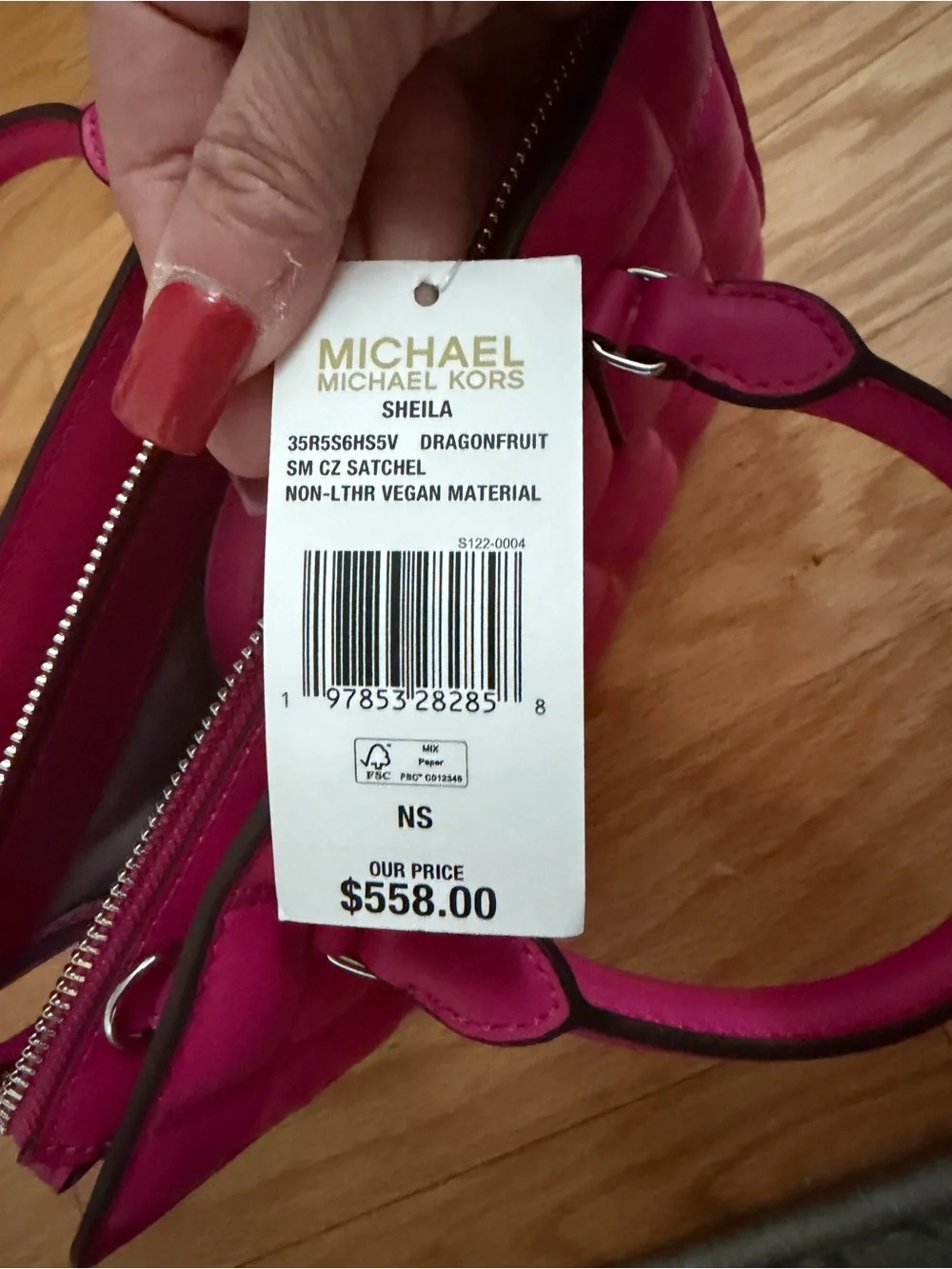 Michael Kors Quilted Satchel Handbag in Bright Fuchsia